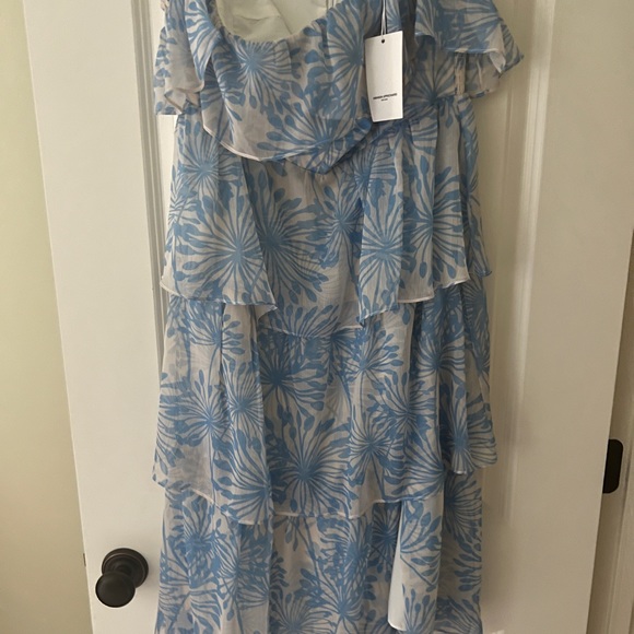 NWT size large Amanda Uprichard off the shoulder blue printed midi dress - Picture 5 of 13